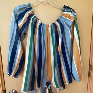 Pink Lily Striped Off the Shoulder Shirt